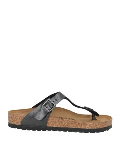 Birkenstock Woman Thong Sandal Charcoal Size 6 Synthetisches Material In Multi