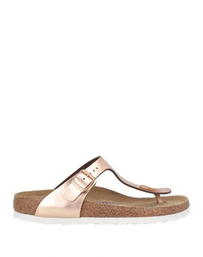Birkenstock Woman Thong Sandal Copper Size 7 Leather In Orange