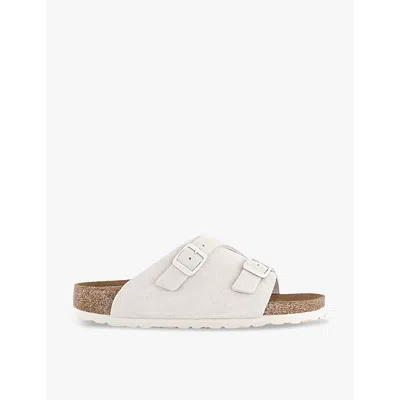 Birkenstock Zurich Suede Leather Slides In Cream