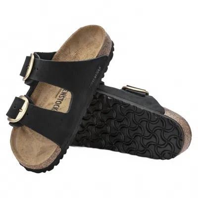 Birkenstock Women's Arizona Big Buckle Nubuck Leather Sandal In Black