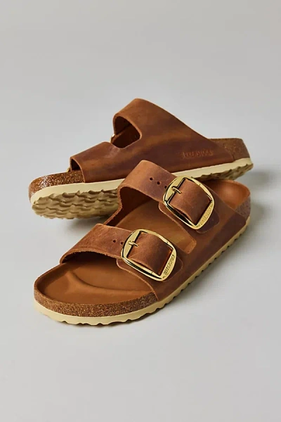 Birkenstock Women's Arizona Big Buckle Sandal In Cognac Oiled Leather, Women's At Urban Outfitters In Brown