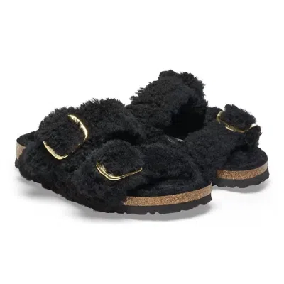 Birkenstock Women's Arizona Big Buckle Shearling Sandals Narrow In Teddy Black