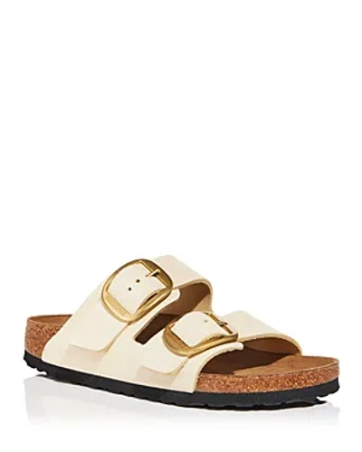 Birkenstock Women's Arizona Big Buckle Slide Sandals In Ecru Nubuck/gold