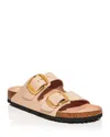 Birkenstock Open-toe Slip-on Buckled Leather Sandals In High Shine New Beige