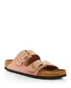 Birkenstock Women's Arizona Big Buckle Slide Sandals In Old Rose Nubuck/gold