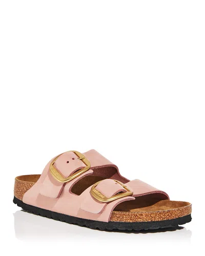 Birkenstock Round Toe Suede Sandals With Lateral Buckles In Pink