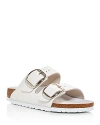 Birkenstock Women's Arizona Big Buckle Slide Sandals In White Leather/silver