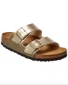 Birkenstock Arizona Big Buckle Leather Slides With Buckle In Gold
