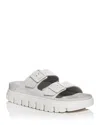 Birkenstock Round Toe Leather Sandals With Chunky Sole In White