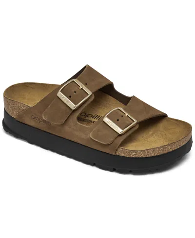 BIRKENSTOCK WOMEN'S ARIZONA FLEX NUBUCK LEATHER PLATFORM SANDALS FROM FINISH LINE
