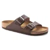 Birkenstock Women Arizona Grip Leather Sandals In Vintage Wood Roast