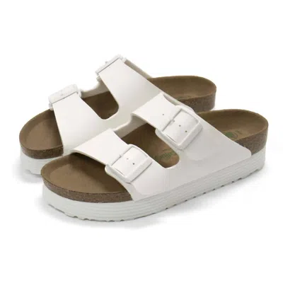 Birkenstock Women's Arizona Grooved Platform Papillio Sandals In White In Brown