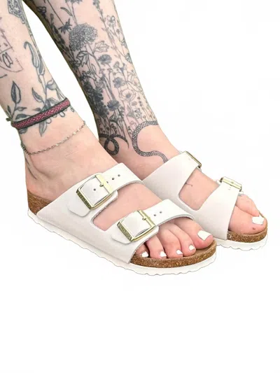 Birkenstock Women's Arizona Nubuck Leather Sandals In Antique White In Nude