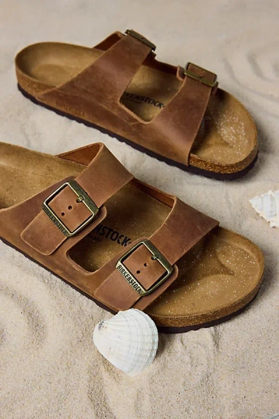 Birkenstock Women's Arizona Oiled Leather Sandal In Cognac Oiled Leather, Women's At Urban Outfitters