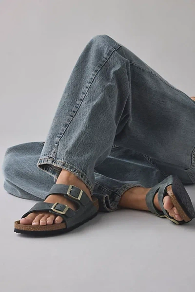 Birkenstock Women's Arizona Oiled Leather Sandal In Thyme, Women's At Urban Outfitters In Green