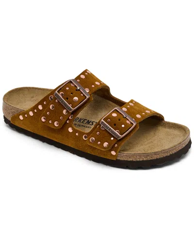 Birkenstock Women's Arizona Rivets Suede Leather Sandals From Finish Line In Brown