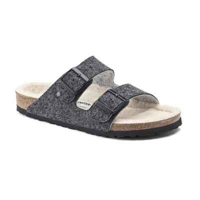 Birkenstock Women's Arizona Sandal In Anthracite Wool In Gray
