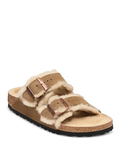 Birkenstock Women's Arizona Shearling Lined Suede Sandals In Brown