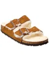 Birkenstock Arizona Shearling-lined Suede Sandals In Grey