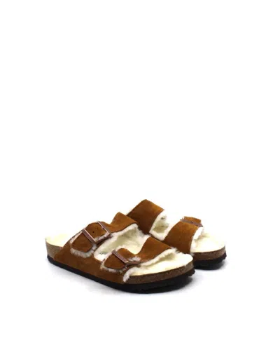 Birkenstock Women's Arizona Shearling Sandal In Mink In Gray