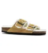 Birkenstock Women's Arizona Shearling Sandal In Ochre/beige In Multi