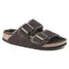 Birkenstock Arizona Brown Fur Suede Slides In Multi
