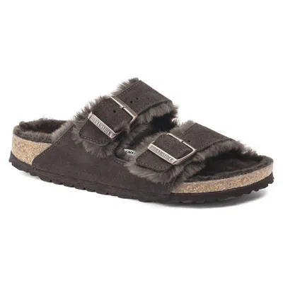 BIRKENSTOCK WOMEN'S ARIZONA SHEARLING SANDALS - NARROW IN MOCHA SUEDE