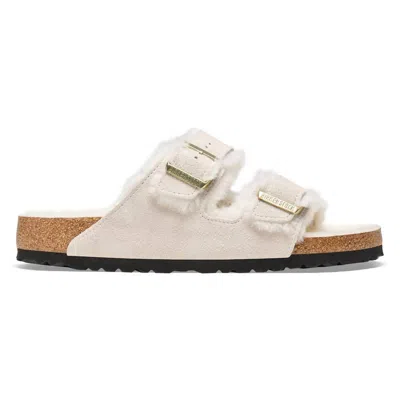 Birkenstock Women's Arizona Shearling Slide Sandals In Ivory