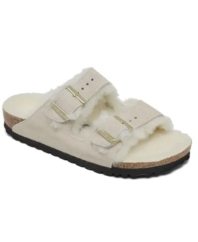 Birkenstock Arizona Shearling-lined Leather Sandals In Antique White