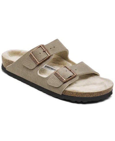 Birkenstock Women's Arizona Shearling Synthetic Sandals From Finish Line In Gray