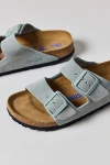 Birkenstock Women's Arizona Soft Footbed Leather Sandal In Pure Sage Suede, Women's At Urban Outfitters In Pure Sage Suede