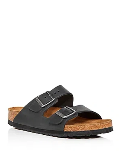 Birkenstock Women's Arizona Soft Footbed Slide Sandals In Black Oiled Leather