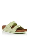 Birkenstock Arizona Suede Soft Footbed Sandals In Faded Lime Suede