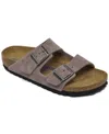 Birkenstock Arizona Suede Shearling Dual-buckle Slide Sandals In Faded Purple
