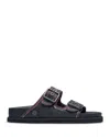 Birkenstock Stone Washed Denim Arizona Sandals In Dark Denim