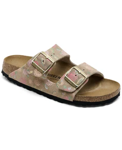 Birkenstock Women's Arizona Suede Leather Floral Print Sandals From Finish Line In Multi