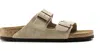 Birkenstock 'arizona' Beige Slip-on Sandals With Engraved Logo In Grey