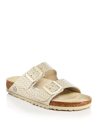 Birkenstock Arizona Woven Embossed Sandals Ecru In White