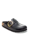 Birkenstock Black Slip-on Sandals With Gold-tone Buckle In Black