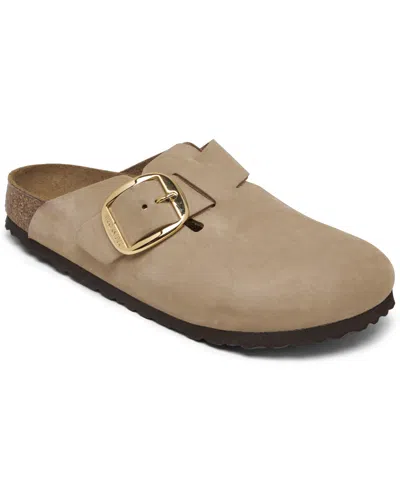 Birkenstock Women's Boston Big Buckle Nubuck Leather Clogs From Finish Line In Beige