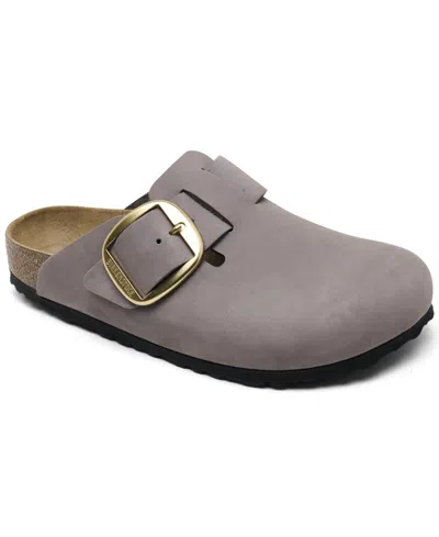 Birkenstock Women's Boston Big Buckle Nubuck Leather Clogs From Finish Line In Purple