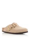 Birkenstock Women's Boston Big Buckle Nubuck Leather Clogs In Neutral