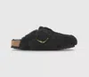 Birkenstock Women's Boston Big Buckle Teddy Clogs In Black/gold In Black