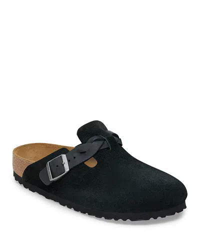 Birkenstock Boston Suede Clogs In Black