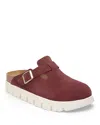 Birkenstock Papillio Boston Chunky Suede Clog In Berry Crush, Women's At Urban Outfitters In Purple