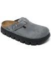 Birkenstock Women's Boston Chunky Suede Leather Platform Clog From Finish Line In Gray