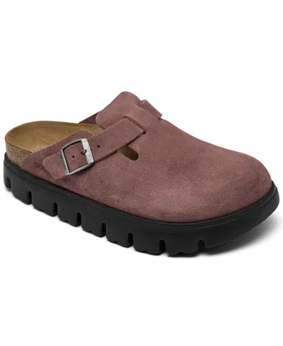 Birkenstock Women's Boston Chunky-platform Suede Clogs From Finish Line In Pink
