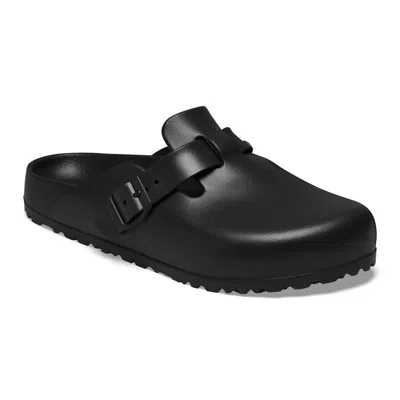 Birkenstock Boston Suede-trimmed Leather Clogs In Black
