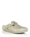 Birkenstock Boston Exquisite Leather Buckle Clogs In Green