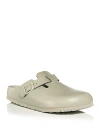 Birkenstock Boston Exquisite Leather Buckle Clogs In Green